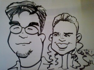Kolton and I in caricature form!